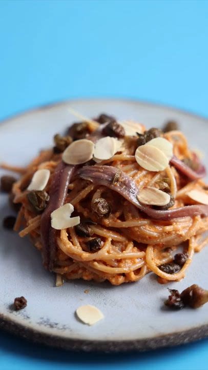 Cantabrian Anchovy Pasta with Red Pepper Pesto